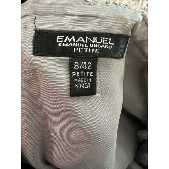 EMANUEL UNGARO Designer Wool Gray Black Floral Skirt - Sz 6 Petite - Picture 2 of 4